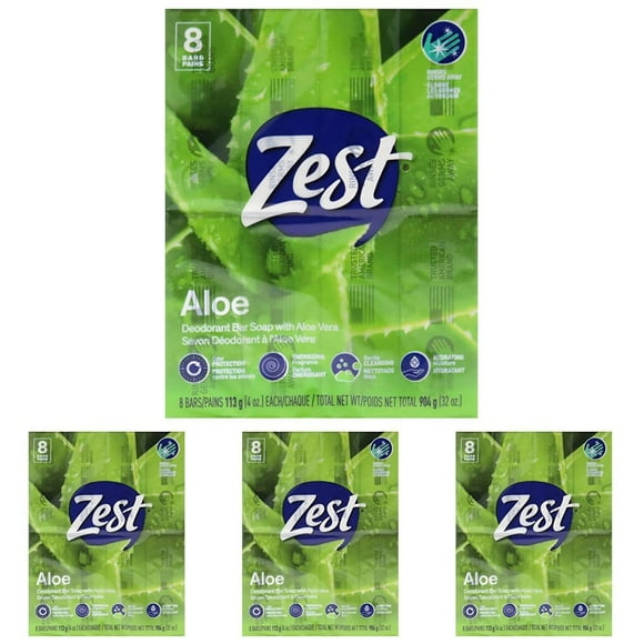 Zest Savon de Bain 8 Barres, Aloe Frais, 4 Onces (Lot de 32)