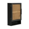 thumbnail image 5 of Kate and Laurel Ori Transitional Cane Wall Cabinet with Door, 15 x 7 x 24, Black and Natural Rattan, Decorative Rattan Over the Toilet Cabinet with Two Shelves and Bonus Storage Cubby, 5 of 12