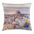 thumbnail image 1 of Winter Throw Pillow Cushion Cover, Cappadocia Turkey Landscape with Hot Air Balloons Anatolia Valley Geology Tourism, Decorative Square Accent Pillow Case, 18 X 18 Inches, Multicolor, by Ambesonne, 1 of 2
