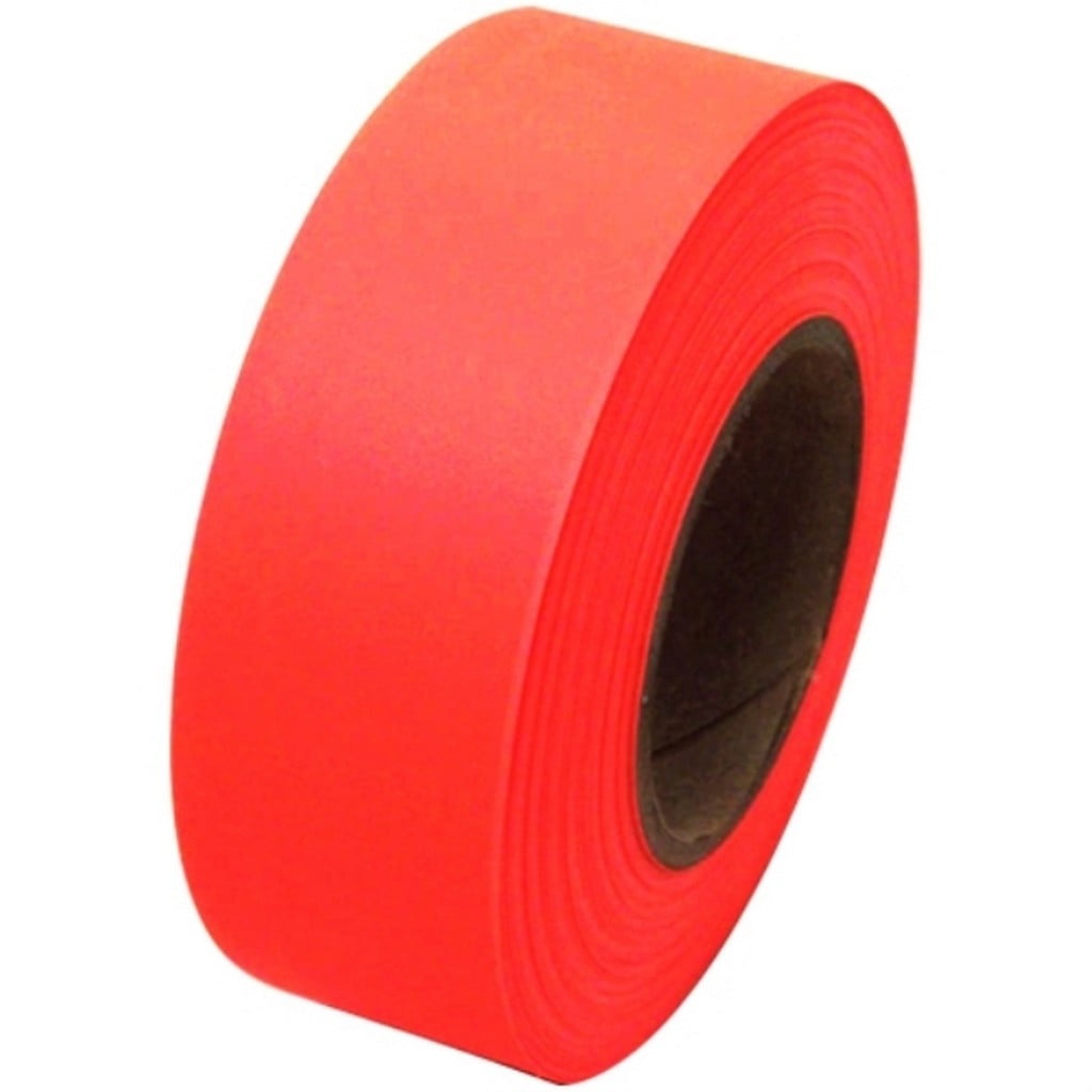 Fluorescent Lime 12 Rolls Flagging Marking Tape 1 3/16 in x 150 ft Non-Adhesive 