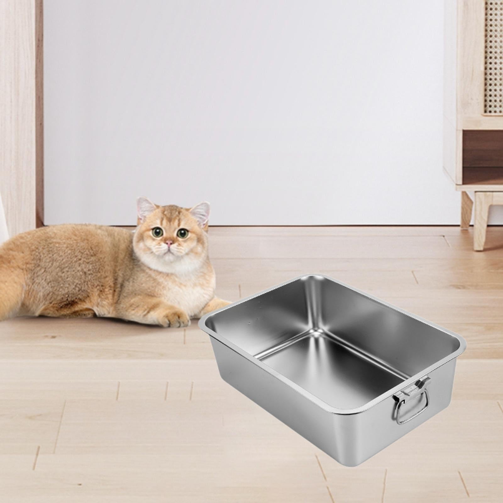 balikha Cat ,High Sided Litter Pan,Portable Kitten Toilet,Pet Supplies,High Sided Open Top Pet Litter Tray,Metal M