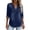 Blue, variant on Summer Fall Denim Tunic for Women Casual V Neck 3/4 Sleeve Loose Washed Jean Shirt Vintage Blouse with Side Slit Flowy Curved Hem Beach Party Top Light Blue S