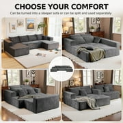 Cubente 134.7 Modular Cloud Sectional Sofa, Cloud Boneless Couch No Assembly Required U-Shaped Couches with Chaises, Oversized Sofa with 4 Seats for Living Room