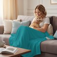 thumbnail image 4 of Teal Throw Blanket for Couch, Soft Lightweight Flannel Fleece Blanket, Turquoise Pure Teal Microfiber Plush All Season Decorative Blankets Gifts for Sofa Bed 60"x80", 4 of 9
