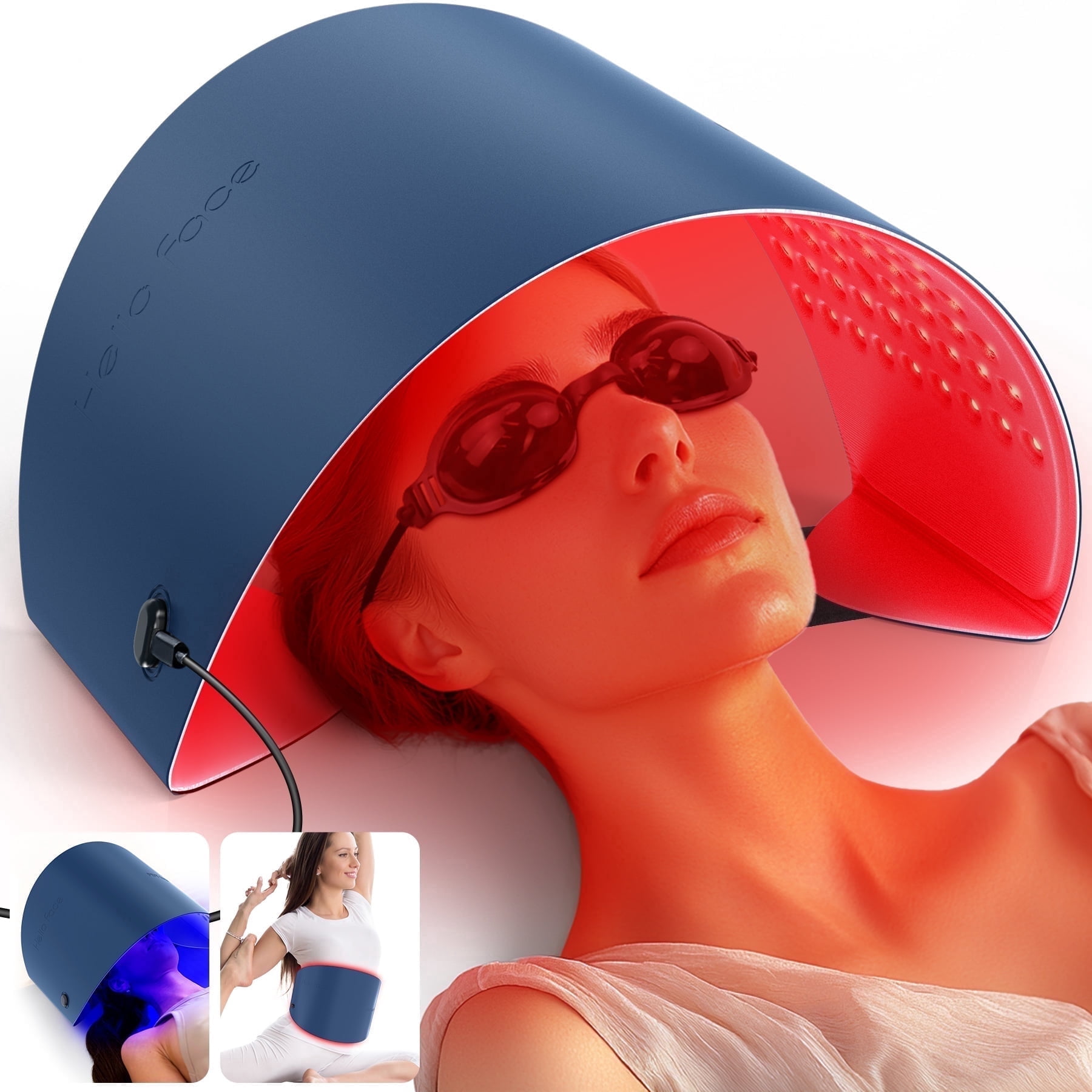 YEVYO Led Face Mask Light Therapy, Red Light Therapy Mask for Face Neck and Body, Red for Facial Winkles Acne and Muscle Pain Relief - 30.8" x 11.8"