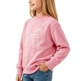 thumbnail image 5 of Girls Bow Print Crewneck Sweatshirt Pink Cotton Long Sleeve Pullover for Kids,Size 12-13T, 5 of 7
