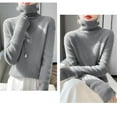 thumbnail image 6 of NMMUED Turtleneck Sweater Women Pullover Sweaters for Women Knit Sweater for Women Fitted Sweaters for Women, Gray L, 6 of 6