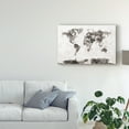 thumbnail image 3 of Trademark Fine Art 'Watercolor Map of the World Map Gray' Canvas Art by Michael Tompsett, 3 of 4