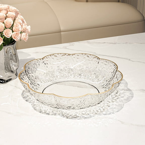 Popcorn Bowl,Salad Bowl,Clear Plastic Serving Bowl, Round Multipurpose Bowl, Reusable Transparent Tray for Fruit Salad Snack Popcorn Party Serving(White)