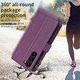 thumbnail image 6 of SaniMore for Samsung Galaxy S23 6.1" 2023 Business Case, Full Body Protective PU Leather with Zipper Purse + Card Holder Flip Kickstand Lanyard [Shockproof TPU Shell] Vintage for Men Women, Darkpurple, 6 of 6