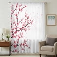 thumbnail image 2 of Cherry Blossom Semi Sheer Curtains Drapes for Living Room,Bedroom,French Doors Window 54 Inches Long,Spring Pink Floral Branches Watercolor Rod Pocket Chiffon Curtain Drapery Voile Draperies Panel, 2 of 8