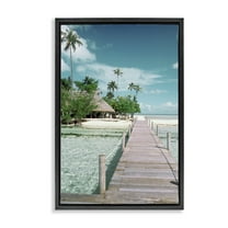 Stupell Industries Tropical Bungalow Bridge Nautical & Beach Photography Black Floater Framed Canvas Art Print Wall Art, 17 x 25