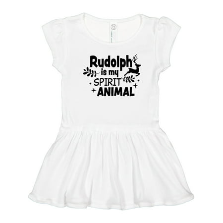 

Inktastic Christmas Rudolph is My Spirit Animal with Reindeer Girls Toddler Dress