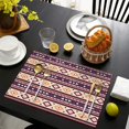 thumbnail image 3 of Teal Triangular and Diamond Shaped Geometric Boho Summer Placemats Table Placemats Set Of 6-Linen Kitchen Washable Placemats Table Mats 11.8"x17.7" Non-Slip Heat Resistant, 3 of 5
