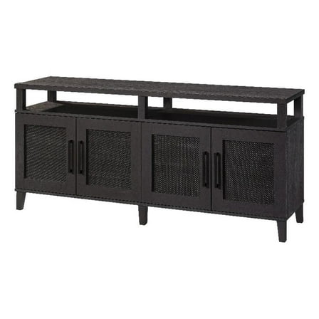 Pemberly Row Engineered Wood Entertainment Credenza in Raven Oak Finish