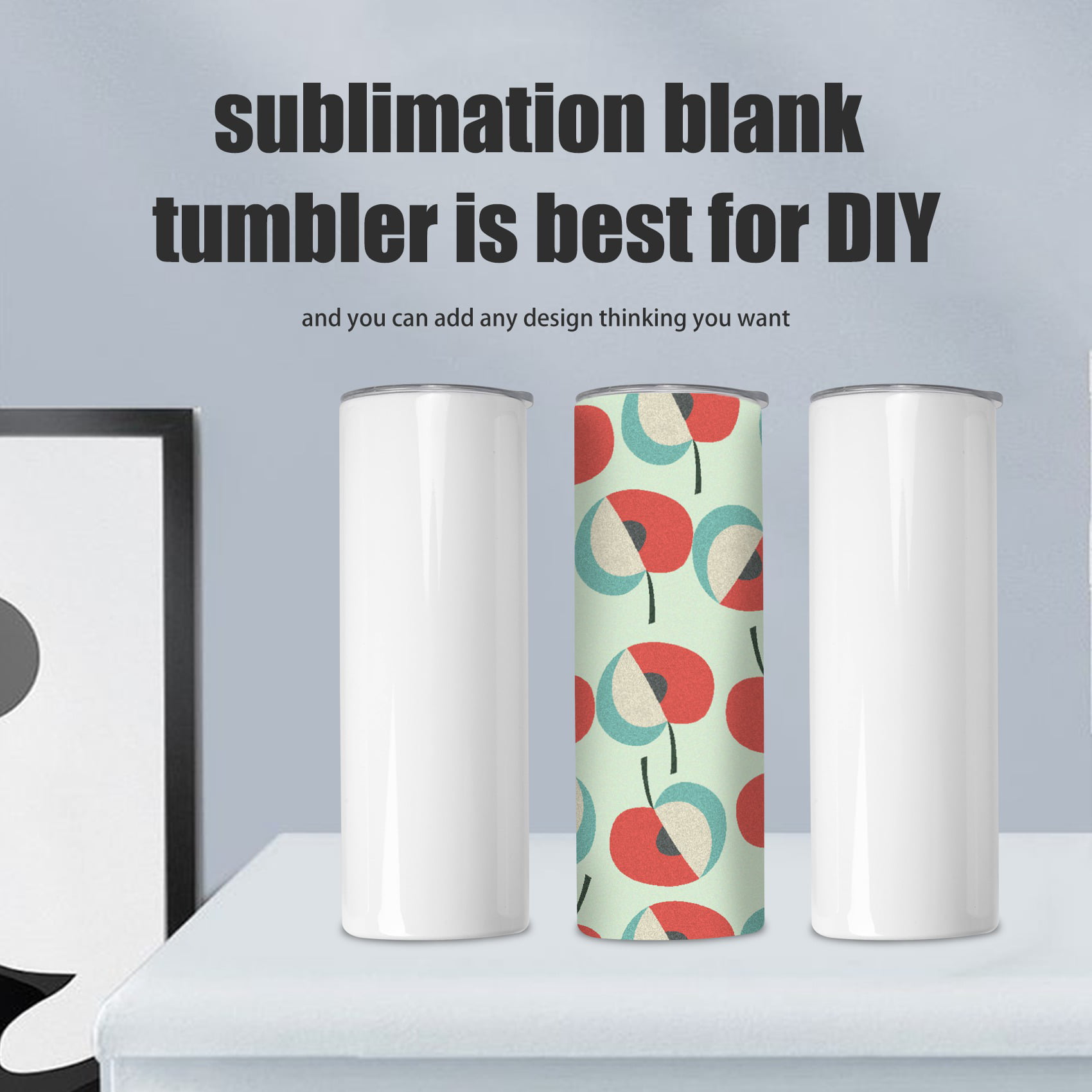 Sublifun 4 Pieces 20 OZ Sublimation Blanks Tumbler Straight Skinny White  Tumblers Coffee Cups with Lid and Straw 4 Count (Pack of 1)