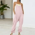 thumbnail image 2 of Lenpel Jumpsuits for Women Summer Casual Sleeveless Spaghetti Strap V Neck Rompers Baggy Overalls with Pockets, 2 of 5