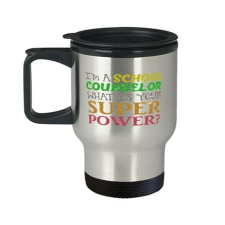 

School Counselor Travel Mug - What Is Your Superpower 14oz Gift Cup