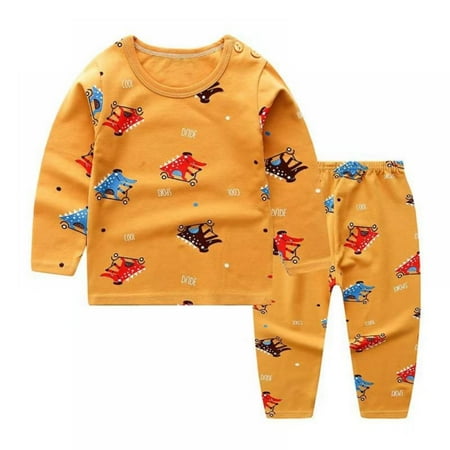 

Boys And Girls Shoulder Button Long-sleeved Underwear/pajamas/sports Air-conditioning Suit Two-piece Suit