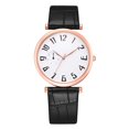 thumbnail image 1 of Reloj de cuarzo elegante e informal para hombres y mujeres con correa de cuero PU, esfera blanca y oro rosa, esfera grande, 1 of 3