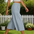 thumbnail image 4 of BUIGTTKLOP Capri Pants for Women High Waisted Cropped Lounge Pants Wide Leg Pleated Summer Capris with Pockets, 4 of 6