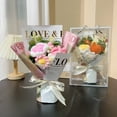 thumbnail image 4 of Crochet Flowers Bouquet with Bag - Hand Knitted Wool Flower Rose Small Bouquet Box Bouquet Valentine's Day, Handmade Crochet Flower for Valentine, Wedding, Birthday, Gift for Wife, Friend, Teacher, 4 of 7