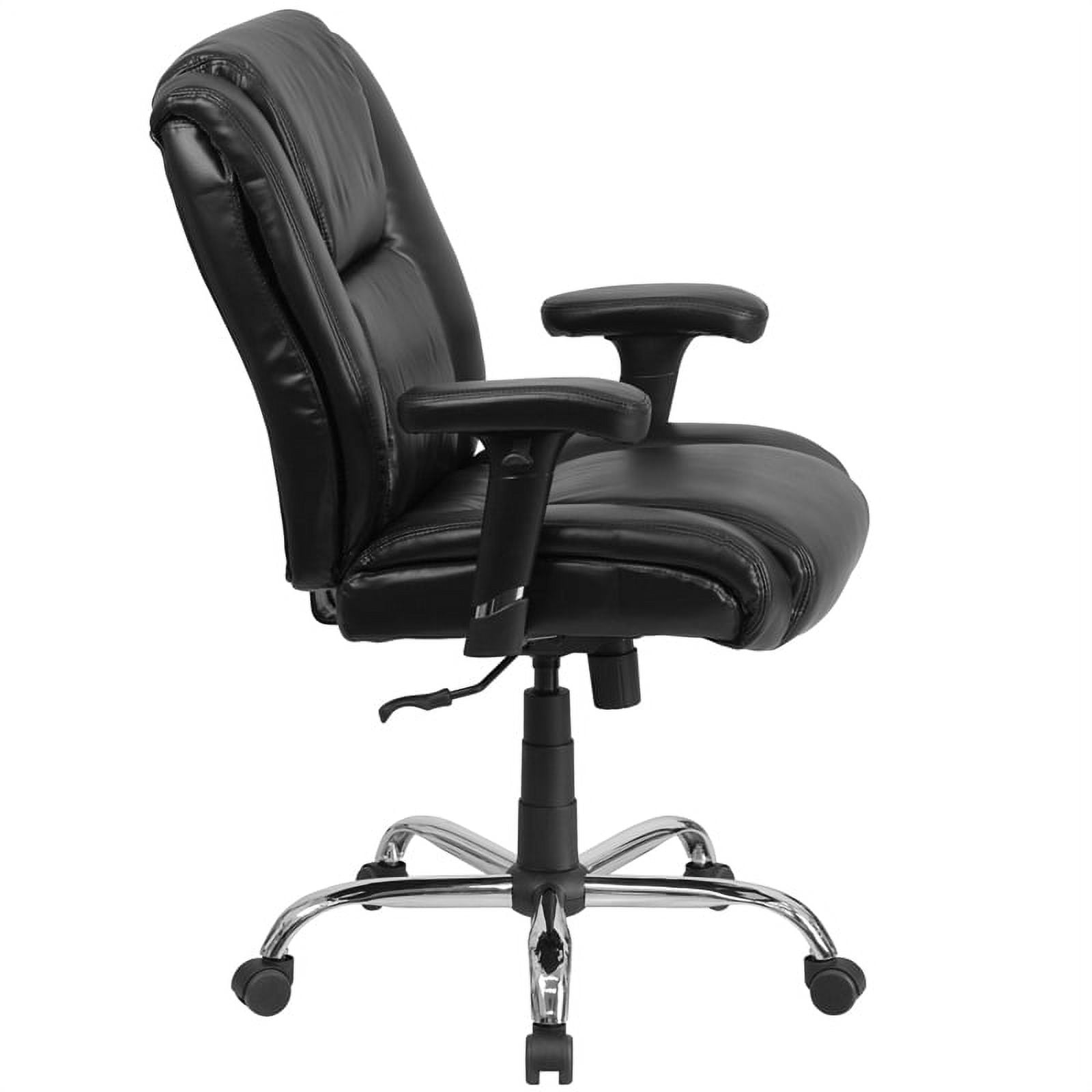 Emma + Oliver 400 lb. Big & Tall Black LeatherSoft Task Adjustable Arm Ergonomic Office Chair