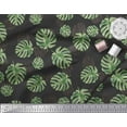 thumbnail image 3 of Soimoi Black Silk Fabric Monstera Leaves Printed Fabric 1 Yard 42 Inch Wide, 3 of 3
