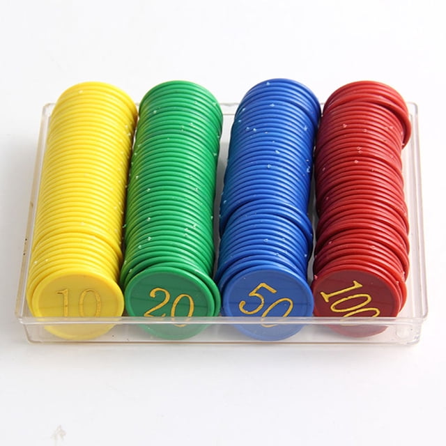 160pcs Plastic Poker Chips Value 10 20 50 100 Large Numbers For Tokens Coins Board Game Chips