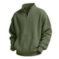 thumbnail image 4 of BXJX Boys Zip up Sweatshirts, Long Sleeve Casual Stand up Collar Waffle Knit Jackets for Spring Fall Army Green Size 5-6 T, 4 of 9