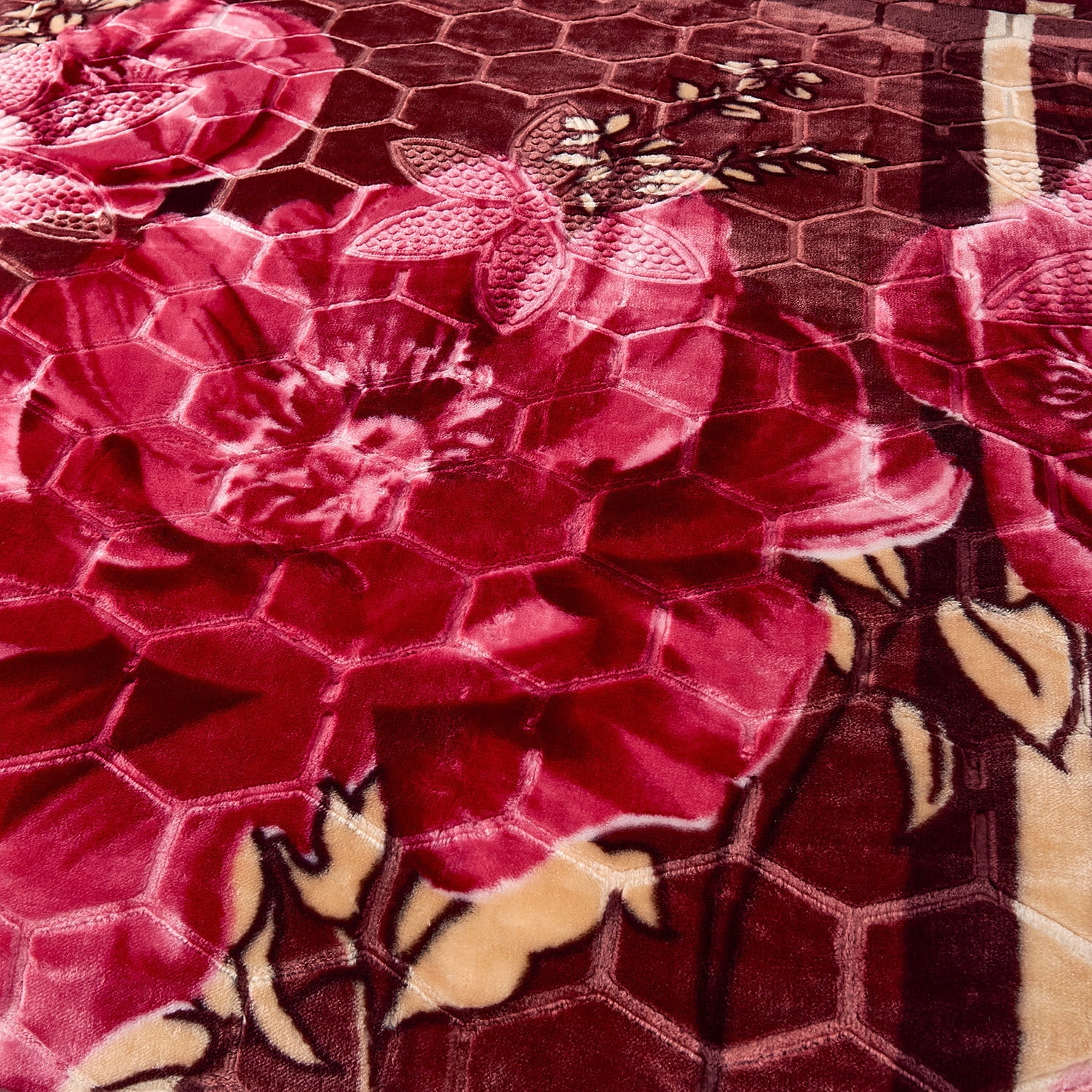 NC Thick Fleece Blanket King Size,10lbs 2 Ply Faux Mink Bed Blanket for Winter, Wine Red, 85"x93"
