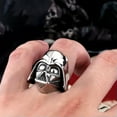 thumbnail image 6 of K-KED Darth Vader War Robot Warrior Helmet Ring Stainless Steel Biker Punk Men's Ring-13, 6 of 7