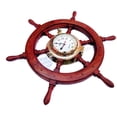 thumbnail image 5 of Nagina International Polystone Polished Nautical Brass Porthole Clock Ship Wheel | Pirate's Ocean Home Decor Gift | London Sea's Time (30 Inches), 5 of 6