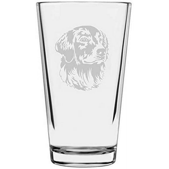 Golden Retriever Dog Themed Etched All Purpose 16oz Libbey Pint Glass
