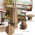 thumbnail image 6 of Finmind 39.4" Round Bar Table, Wood Bistro Pub Table with Metal Ring Footrest for Dining, Coffee & Small Spaces, Light Brown (Table Only), 6 of 6