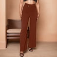 thumbnail image 2 of Sngxgn Women's High Waist Wide Leg Cargo Pants with Pockets Casual Fit Stretch Leggings Gym Sweatpants(Brown,XL), 2 of 4