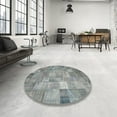 thumbnail image 4 of Ahgly Company Machine Washable Indoor Round Contemporary Dark Goldray Area Rugs, 7' Round, 4 of 7