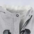 thumbnail image 5 of Womens Horn Button Fleece Thicken Coat with Hood Winter Warm Jacket Pea Coat Zip Hoodie Cotton Sweatshirt Outwear (XX-Large, Gray), 5 of 6