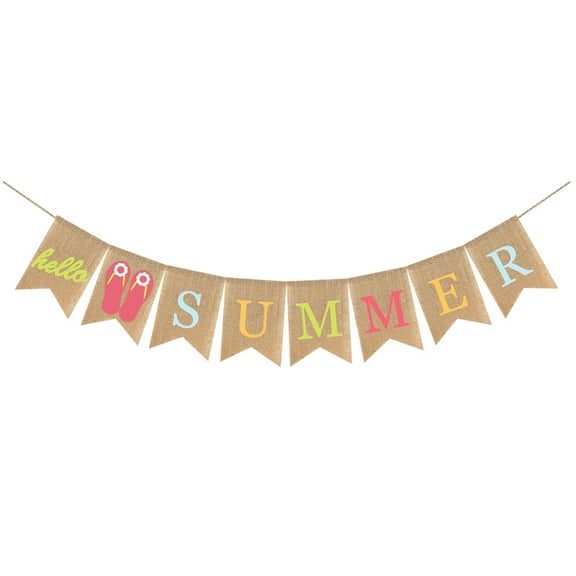Eease 1pc Summer Party Banner Linen Hawaii Themed Party Garland Decor Photo Prop