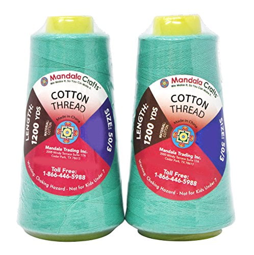 Mandala Crafts Mercerized Cotton Thread for Sewing Machine Hand Sewing - 50WT Cotton Cone Sewing Thread - 50S/2 Machine Quilting Thread Cotton Embroidery Thread
