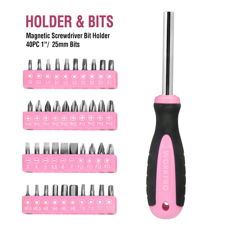 WORKPRO 52-Piece Pink Tools Set, Household Lady Tool Kit with Storage