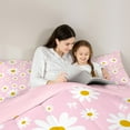 thumbnail image 5 of jejeloiu Kawaii Daisy Bedding Comforter Set,Cartoon Bowknot Flower Twin Comforter Sets,Pink White Bedding Set For Girls Teens,Microfiber Bedroom Decor Reversible,2-Piece, 5 of 8