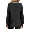 thumbnail image 3 of T-Shirt for Women Women's Loose V-neck Lace Patchwork Long Sleeved Casual T-shirt Top, 3 of 5
