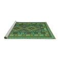 thumbnail image 2 of Ahgly Company Machine Washable Indoor Square Oriental Turquoise Blue Traditional Area Rugs, 6' Square, 2 of 4
