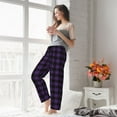 thumbnail image 4 of Uemuo Purple Black Plaid Pattern Women's Wide Leg Palazzo Lounge Pants with Pockets Light Weight Loose Comfy Casual Pajama Pants-XX-Large, 4 of 9