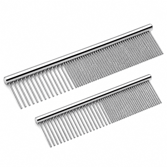 Kawihcie Tangle & Knot Remover Stainless Steel Teeth Comb for Dogs & Cats (2 Pack)