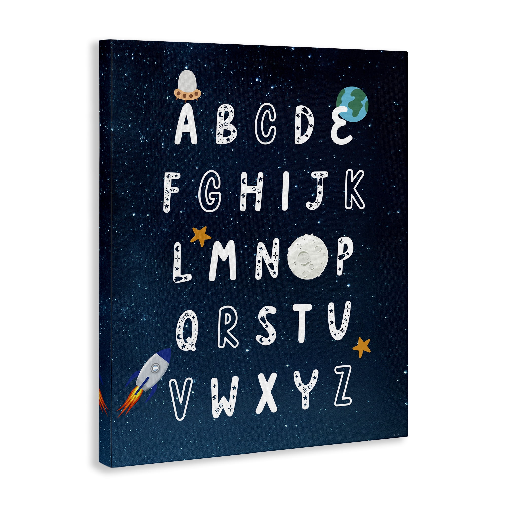Stupell Industries Astronomy Alphabet Chart Novelty Painting Gallery Wrapped Canvas Art Print Wall Art, 24 x 30