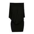 thumbnail image 4 of JIAYUE Women's Dress Solid Color Slim Fit Casual Off Shoulder Ruffled Mini Suitable For Everyday Wear Versatile Female Dresses, 4 of 4