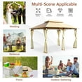 thumbnail image 5 of Gymax 2-Tier 10'x13' Steel Gazebo Canopy Tent Shelter Patio Garden Outdoor Netting Tan, 5 of 10