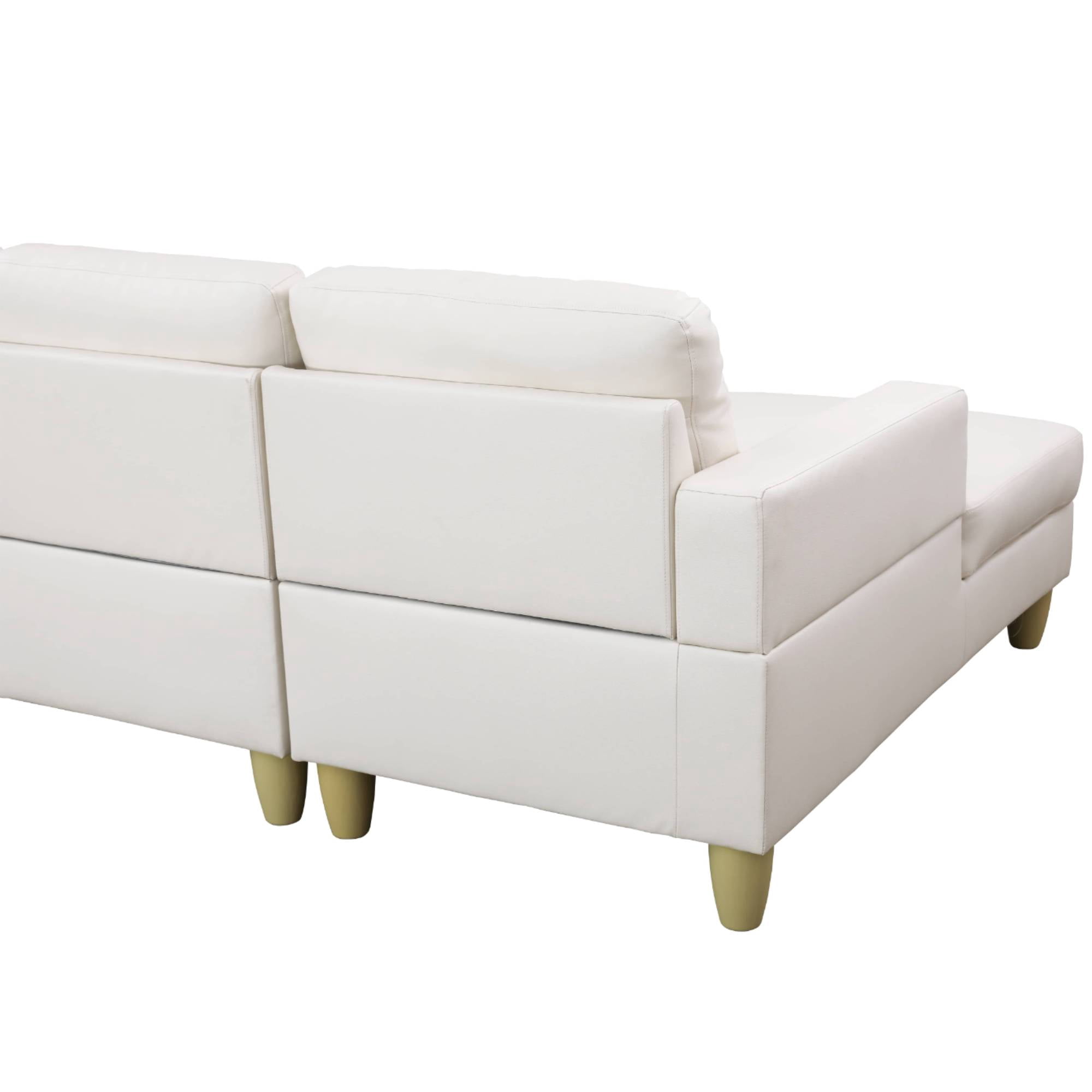 Modular Sectional Sofa, Leather L Shape Sleeper Sofa Couch with Chaise for Living Room Furniture Sets, White